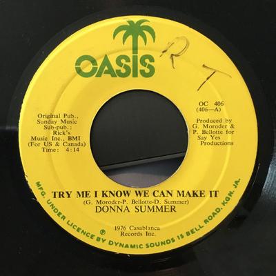 7inch Record DONNA SUMMER - Try Me, I Know We Can Make It OC406 Oasis 1976 Jamaica Soul/Funk Used