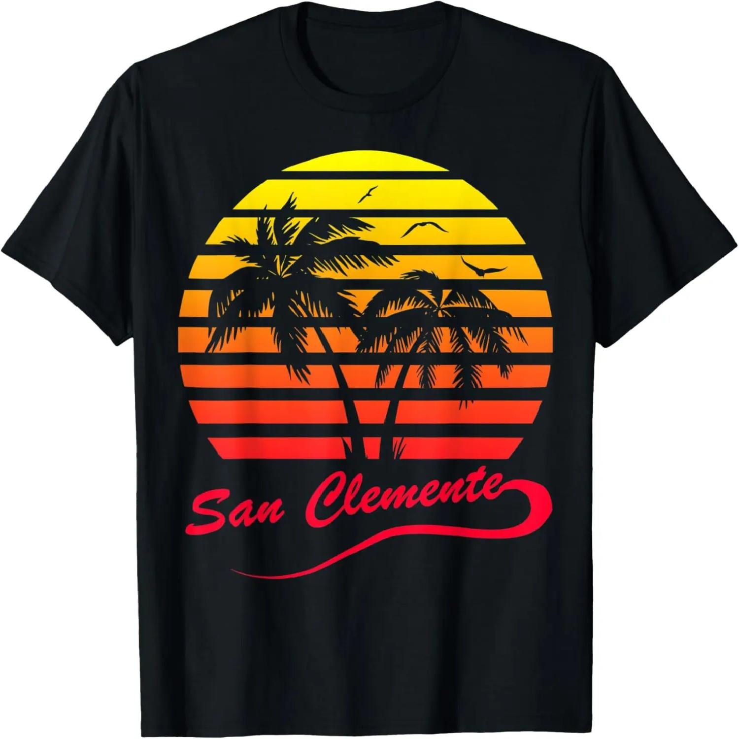 

San Clemente 80s Summer Beach Palm Tree Sunset T-Shirt XXXXXL чорний