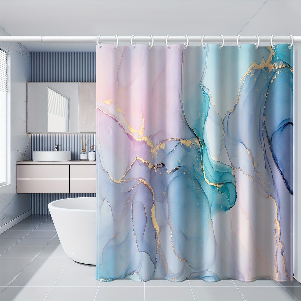 Heavy Duty Shower Curtain With Hooks Waterproof Anti-mold Easy Clean Cute Simple Style For Home Hotel Rental Apartment Bathroom
