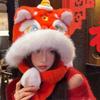 Thickened New Year Red Cap Ears Can Move Plush Beanies Fashion Lion Dance Hat  Outdoor