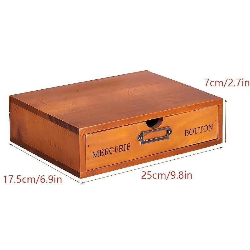 

PGY Vintage Brown Multi Layer Desktop Storage Box Organizer Drawer Type Pine Wood Desk Large Storage Box Office Home Organizer