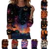 Women's Long Sleeve Casual Halloween Print Pullover Sweatshirt Round Neck Comfortable Fit Seasonal Top for Autumn Winter