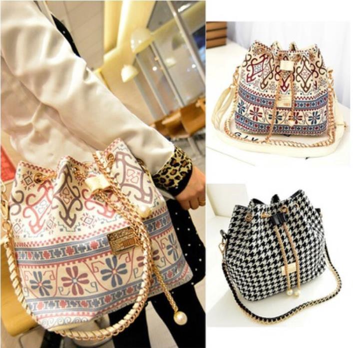 Women Bucket Bag Canvas Handbags Messenger Bags Female Crossbody Shoulder Bags Clutch Bag Purse