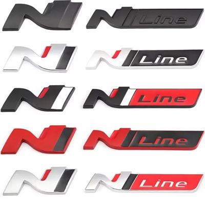 3D Metal N Line Logo Badge Rear Boot Trunk Fender Emblem Sticker Car Decals For I20 I30 Sonata Kona Elantra Tuson