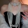 Exquisite Diamond-Encrusted Three-Layer Pearl Necklace: Unique Design, Bold Statement, Trendy Clavicle Chain for Women
