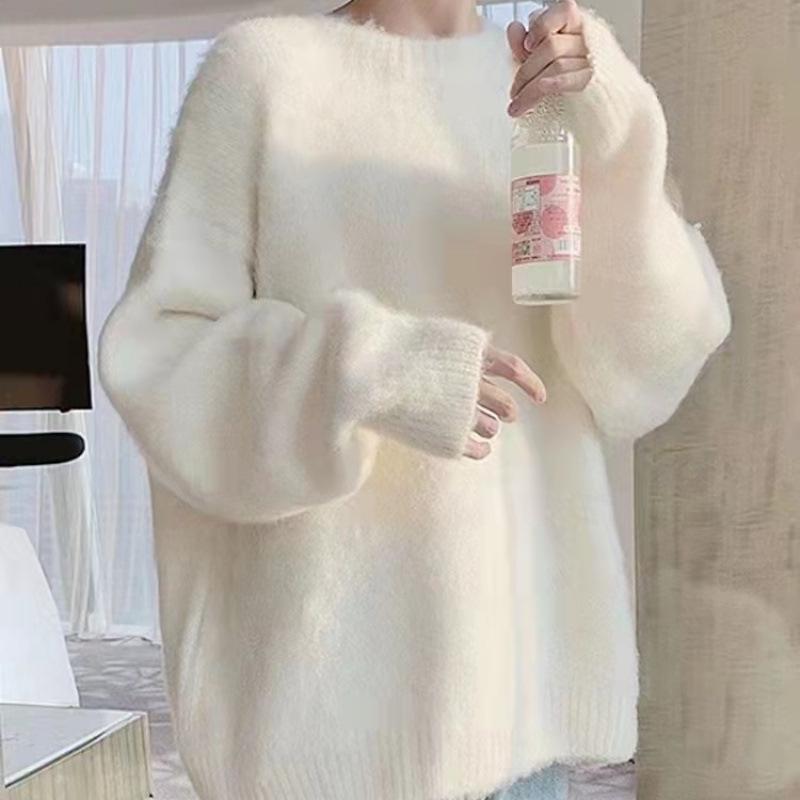 

Женский уютный вязаный свитер в японском стиле 2023 года - Мягкий, плотный, свободного кроя для осени/зимы L