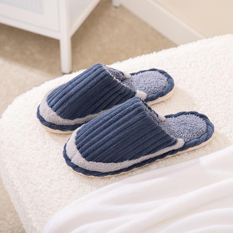 Qidashun Home Cotton Slippers Autumn and Winter Warm Cotton Drag Couple Home Fluffy Slippers Non-slip Warm