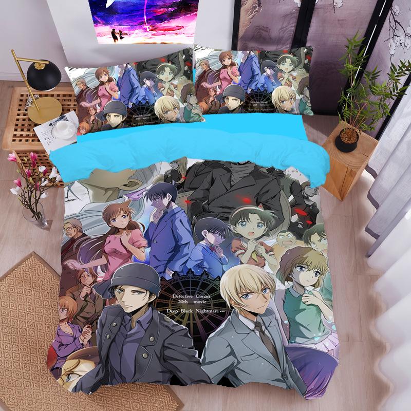 

Anime Detective C-Conan Bedding Set Pillowcase 2/3pcs Duvet Cover Bed Set Adult Boy Conan Bedroom Decoration Children Gift EU Single(135*200cm)3pcs