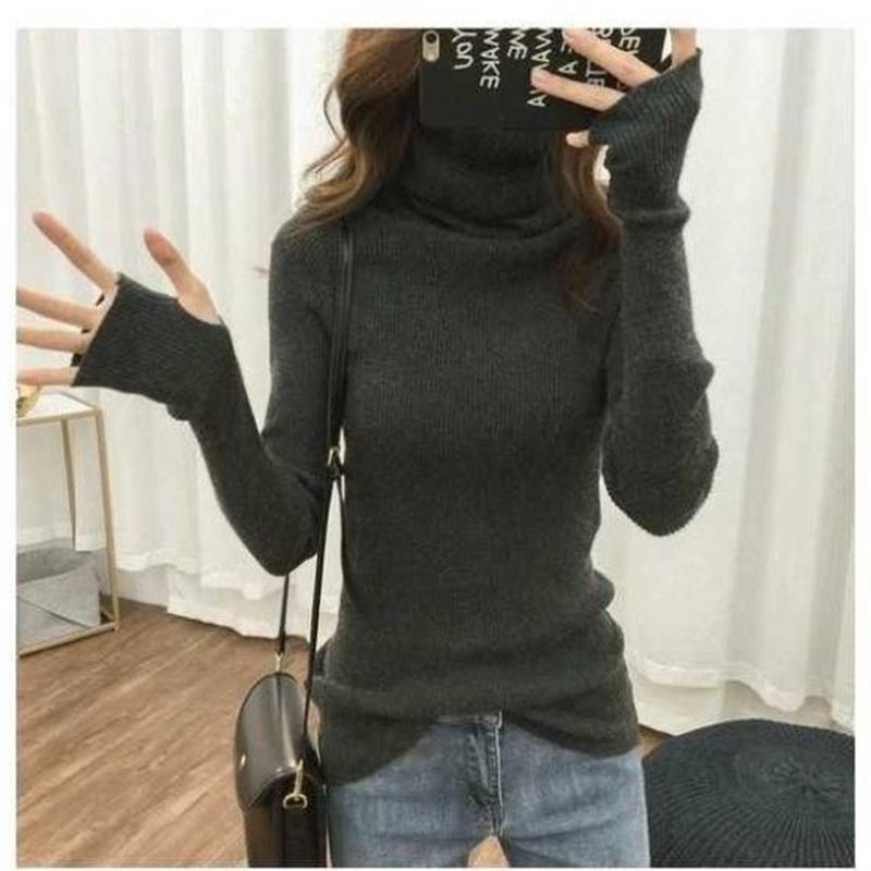 Autumn and Winter Large Code Women's High Neck Sweater Slim Thickening Head Long-sleeved Bottoming Knitwear