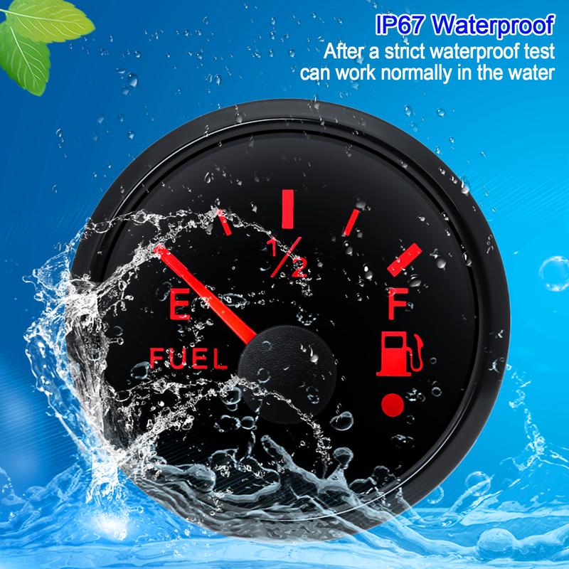 4-20mA 52mm Fuel Level Gauge with Alarm Flashing Current Signal Oil Tank Meter Indicator Waterproof Red LED for Car Boat Custom