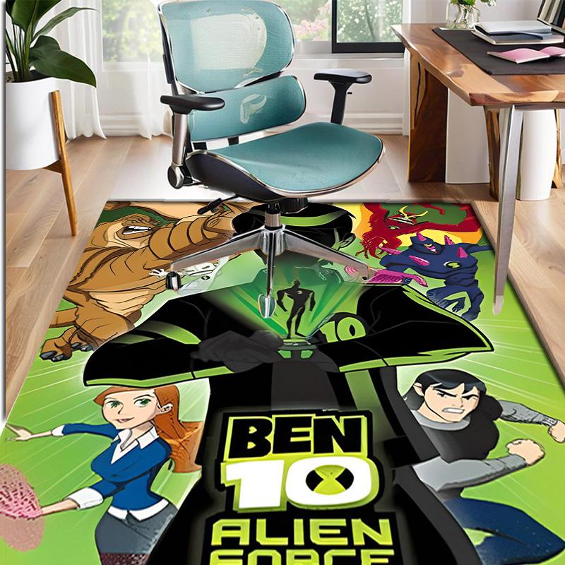 Ben 10 Cartoon Pattern Rug, Indoor/Outdoor Mat, for Picnic, Gameroom, Bedroom, Office, Living Room, Home Decor Carpet, Birthday Gift