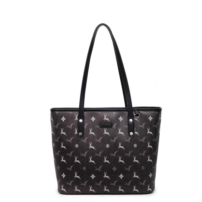 

2025 Fashion Casual New Large Capacity PU Tote Bags Animal Prints High Quality Designer Style Commute Shoulder Bags for Women чёрный