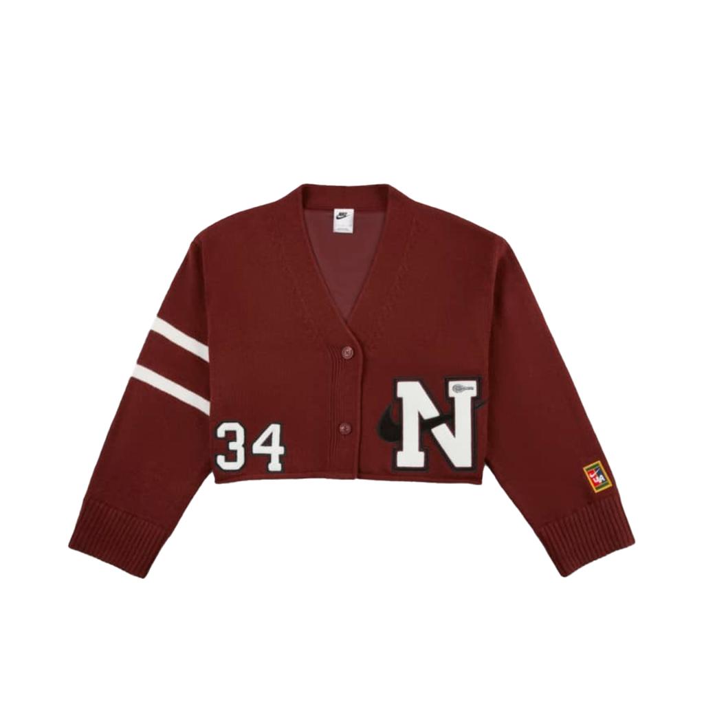 Nike Fashionable Comfortable Long Sleeve Button Knit Sweater Women tops Dark-Team-Red FZ0275-619