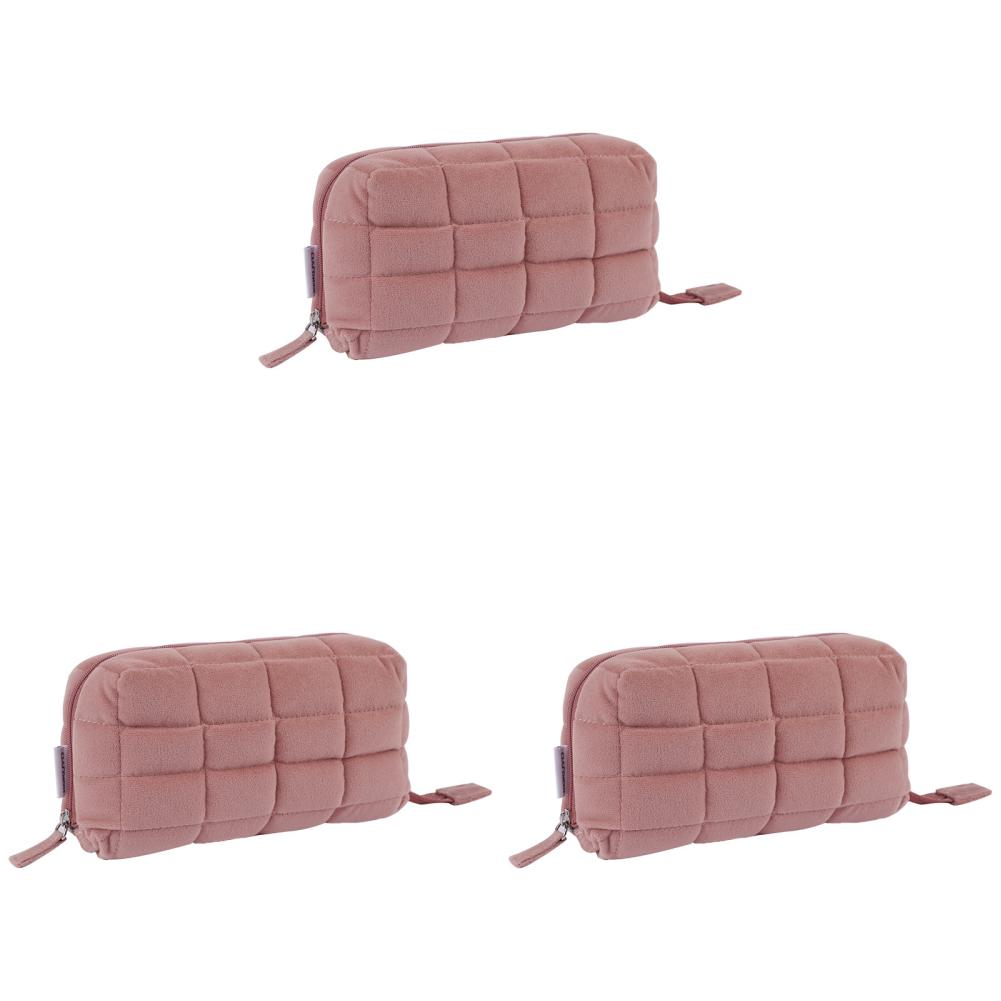 3-1 Stück Make-up-Organizer-Tasche mit großer Kapazität Kissenform Federmäppchen Multifunktionale gesteppte Reise-Toilettentasche für Reisen im Freien