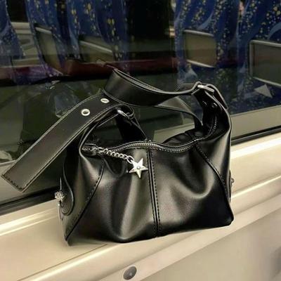 Korean Gothic Star Girl Black Handbag Harajuku Aesthetic Vintage Shoulder Crossbody Bag Trendy Women Messenger Tote Bags