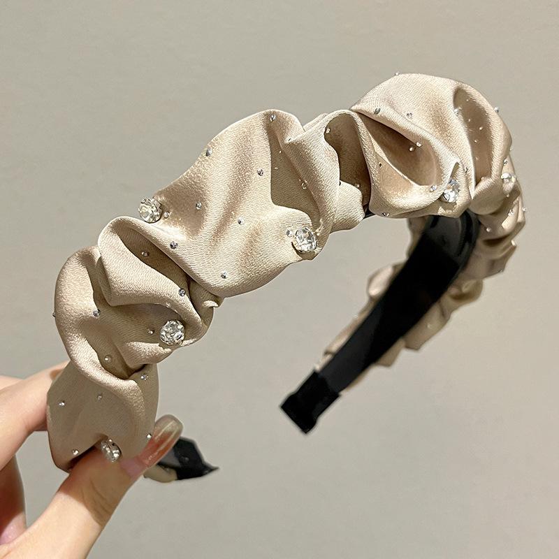 

Elegant Gypsophila Pleated High Crown Headband: Versatile Celebrity Hair Accessory хакі