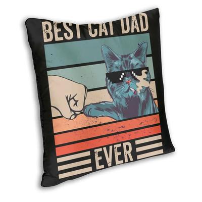 Vintage Bester Katzenpapa aller Zeiten Fauststoß Quadratischer Kissenbezug Polyester Kissen für Sofa Lustiges Vater Papa Geschenk Lustige Kissenbezüge