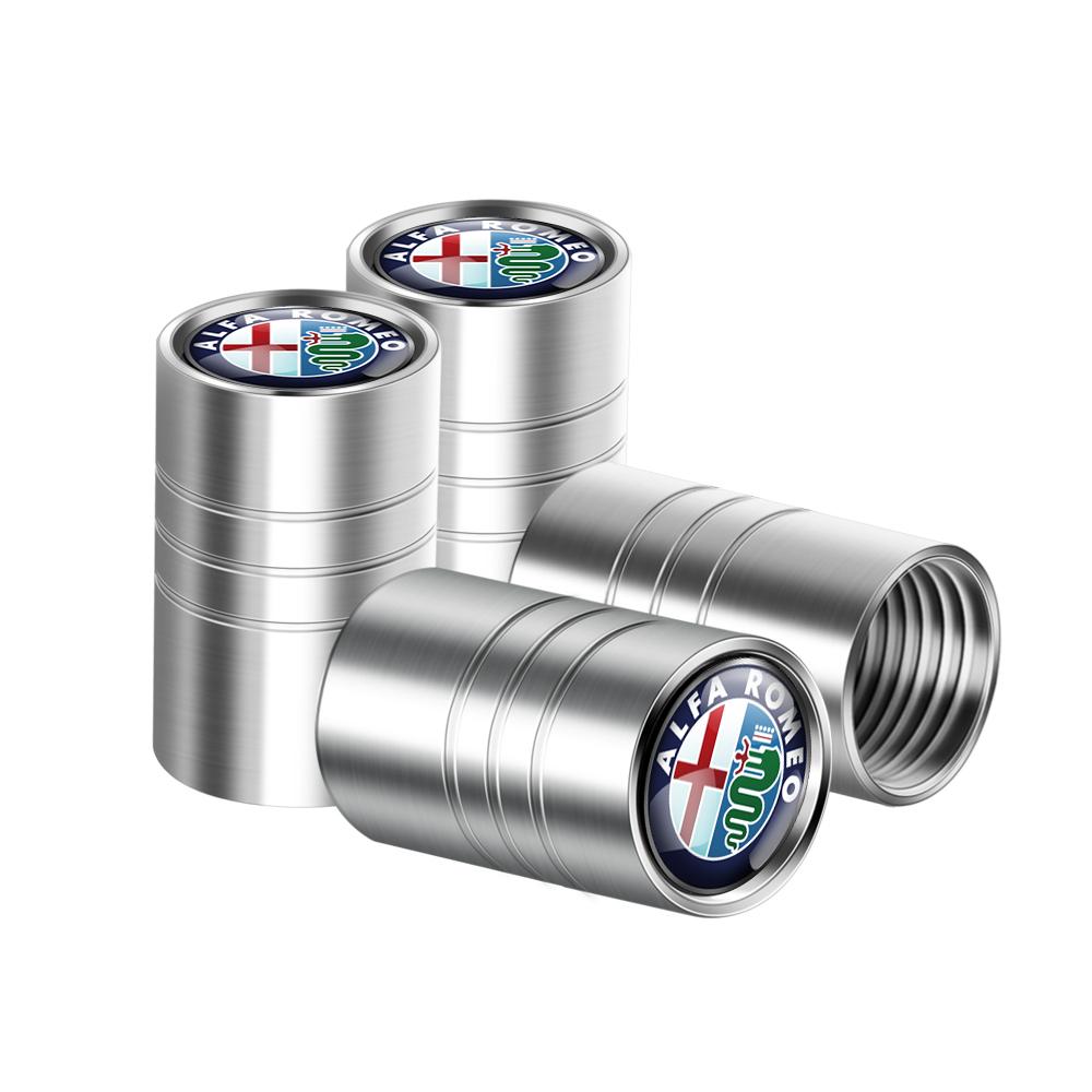 

2026 Hot Sticker 4Pcs 3D Metal Car Wheel Tire Valve Caps Auto Exterior Accessories For Alfa Romeo Giulia Stelvio Giulietta 156 M серебряный