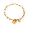 18K Gold-Plated Stainless Steel Heart Pendant Bracelet - Sweet & Lovely Style, Women's Jewelry, Non-Fading