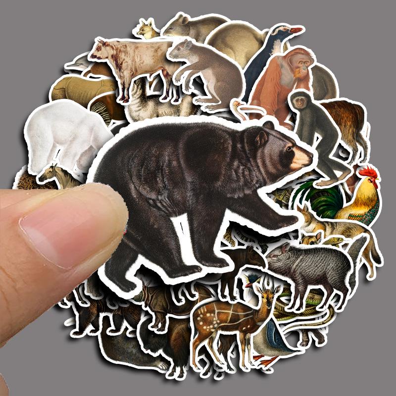 

Vintage Animal Stickers - 50 Sheets of Cute Bear and Elephant Designs for Phone Cases and Luggage Decoration