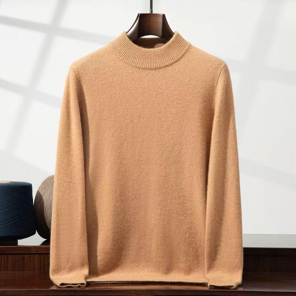 New thickened cashmere sweater semi-turtleneck sweater with cashmere bottoming knitted sweater