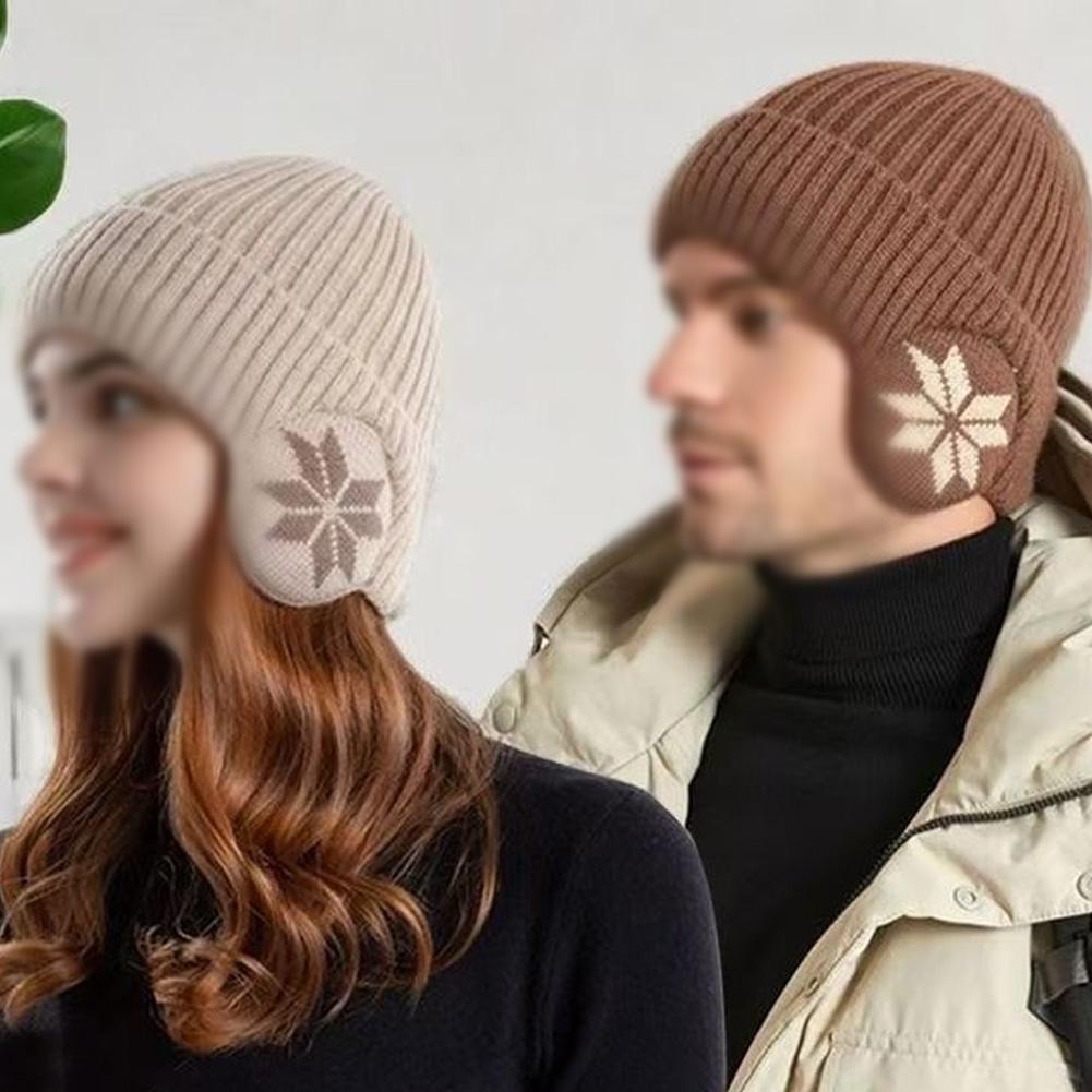 Cold Weather Protection Knitted Hat Windproof Earmuffs Winter Pullover Hat