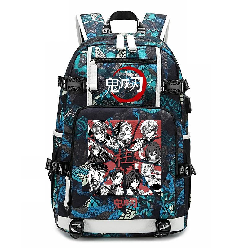 Demon Slayer Anime Print School Backpack Large Capacity Travel Bookbag for Boys Girls Kids Student