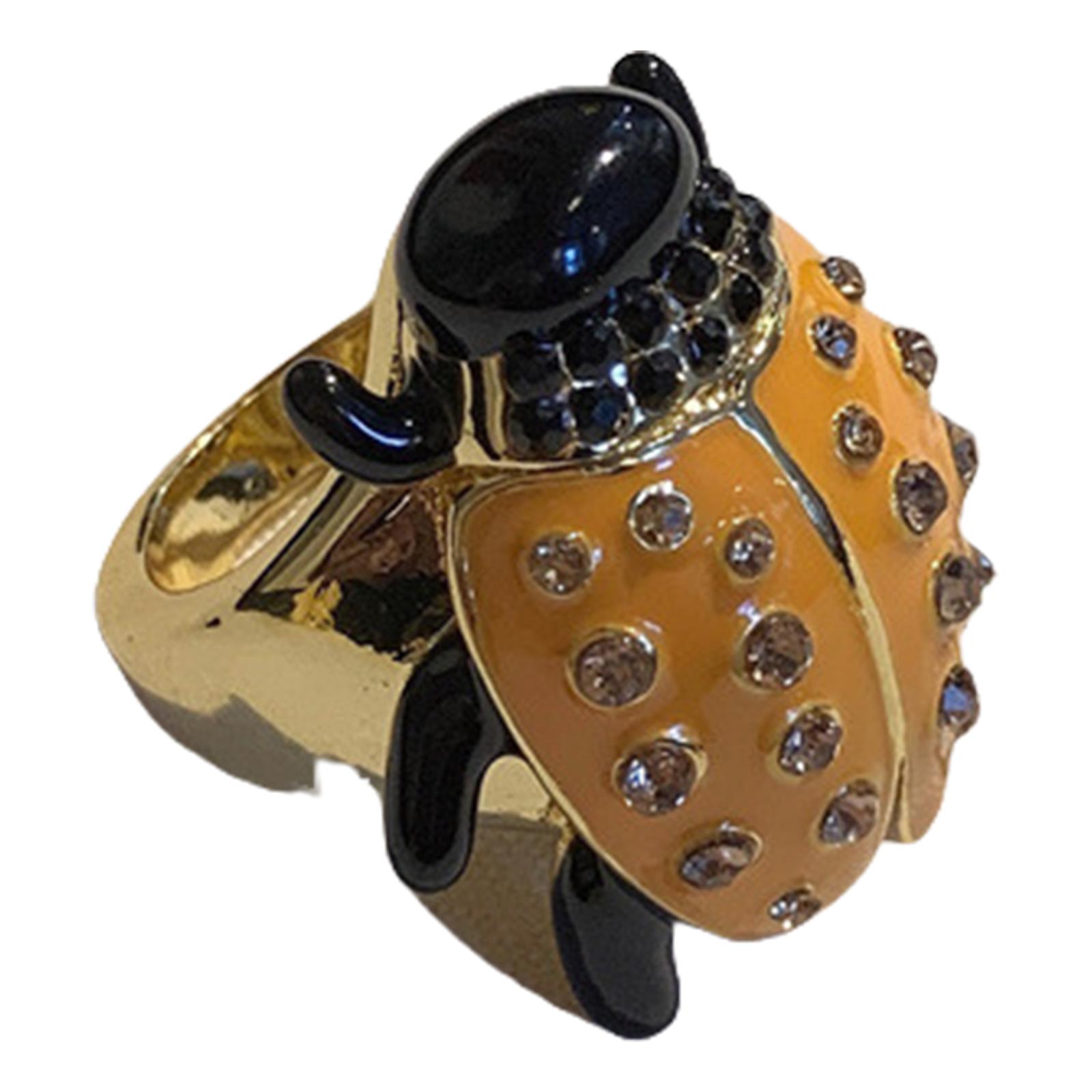 

Retro Style Alloy Insect Ring with Rhinestones Detail Handmade Finger Ring Fashion Accessory for Elegant Evening Wear C