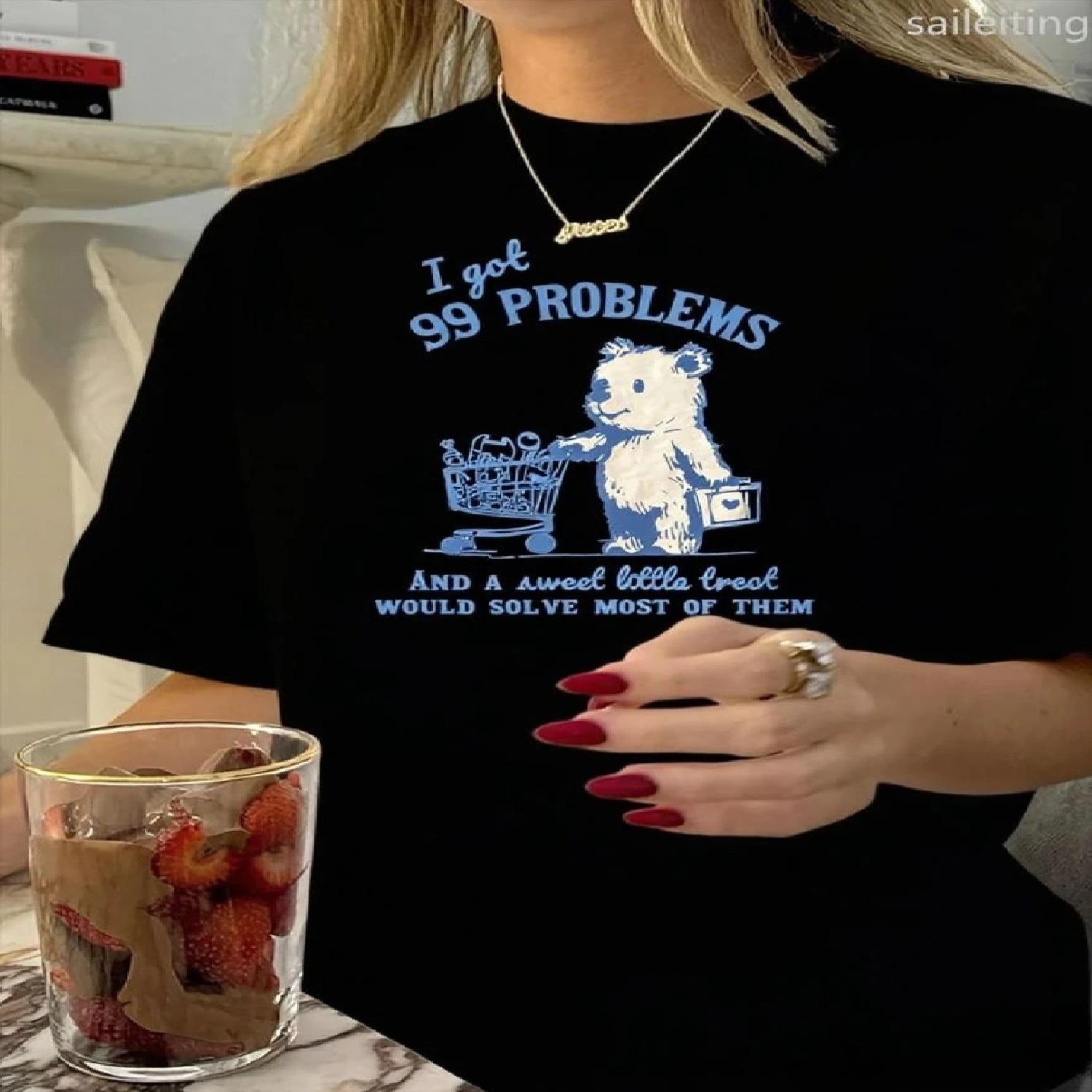 

Vintage Style Women S T-Shirt Casual Round Neck Short Sleeve Top with Geometric Bear Print Polyester Regular Length Summer Tee S чёрный