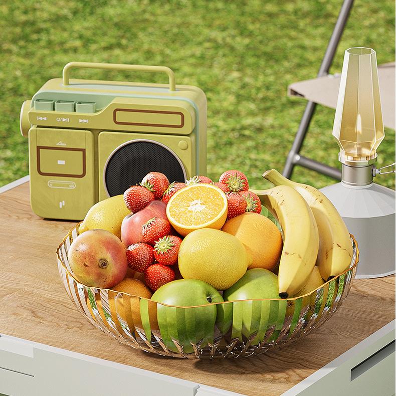 Piatto da frutta trasparente di lusso leggero per la casa, piatto da frutta per snack, soggiorno, tavolino da caffè, piatto per caramelle e snack, scatola per frutta secca