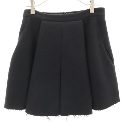 Made In Italy Wool Pleated Mini Skirt 38 Black Women Used