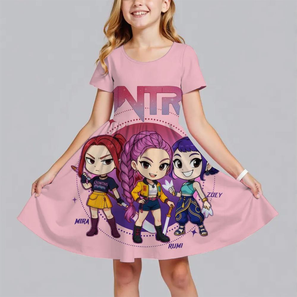 

Летние платья принцессы для девочек Животные Кошки Вечеринка День рождения Наряд Детский костюм Huntrix Kpop Платье охотников на демонов 170