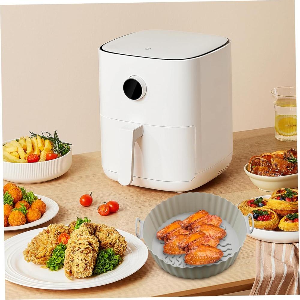 Air Fryer Liner Food Grade Silicone Baking Tray with Handle Reusable Non Stick Silicone Liner Suitable for Air Fryer Accessories