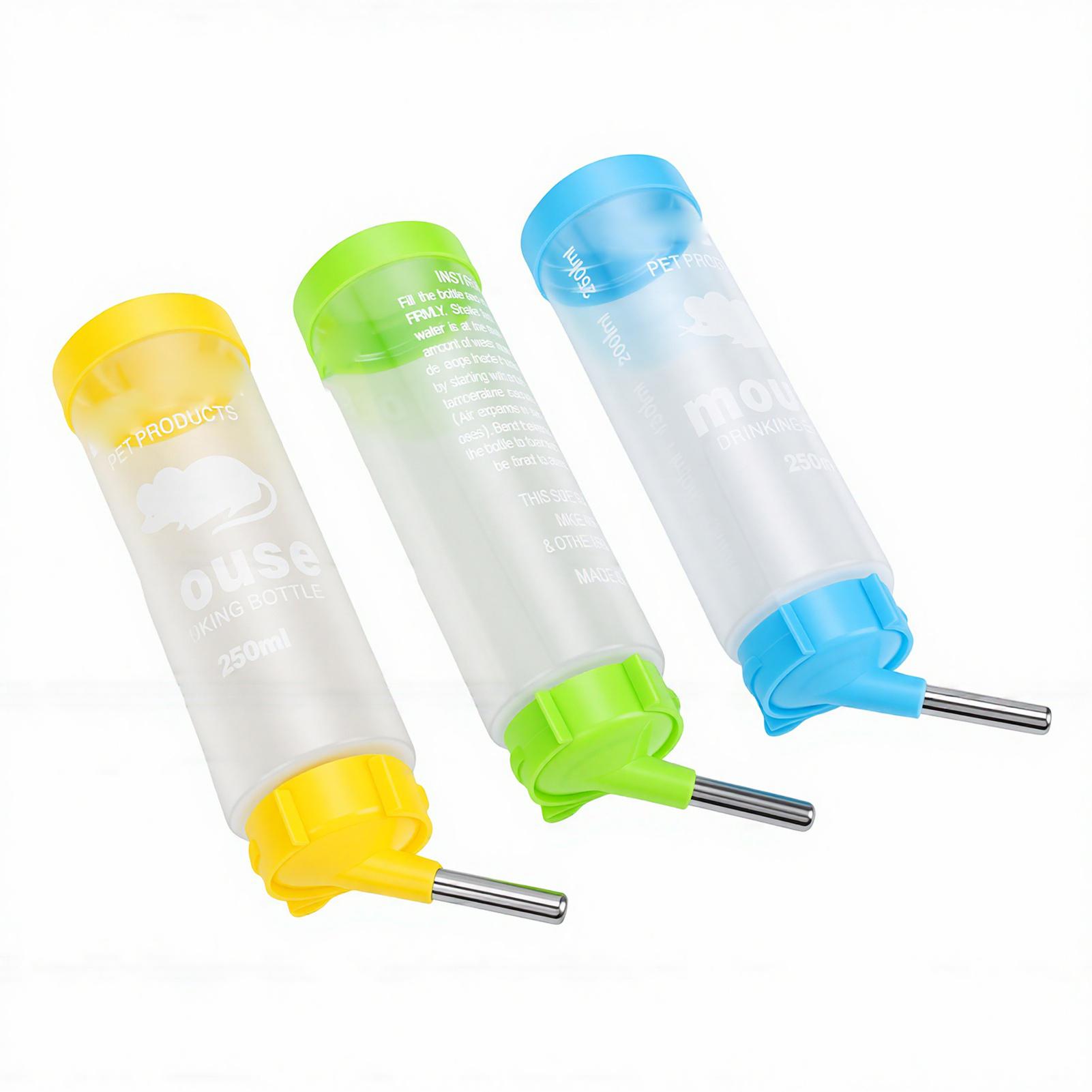 

3pcs 250ml Hamster Water Bottles Anti Drip Hanging Water Feeder Plastic Pet Dispenser for Rabbits Guinea Chinchillas Small Animal