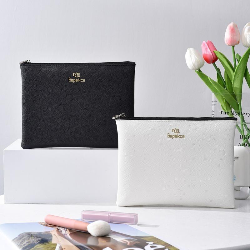 Women’s PU Leather Cosmetic Bag Large Capacity Makeup Bag Portable Zipper Toiletry Pouch Travel Organizer Clutch Storage Bag for Cosmetics Toiletries