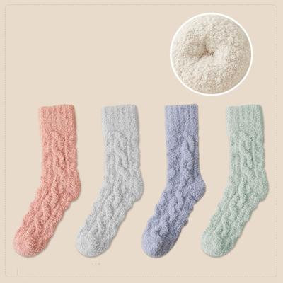 Socks Winter Socks Thickened Knitted Floor Socks Coral Velvet Socks Middle Tube Socks Women Hosiery