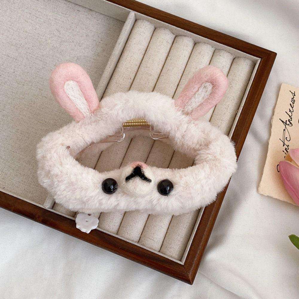 Cartoon Rabbit Ear Shark Clip Double Side Plush Bear Hair Clip Plush Cloud Hair Claw Wash Face