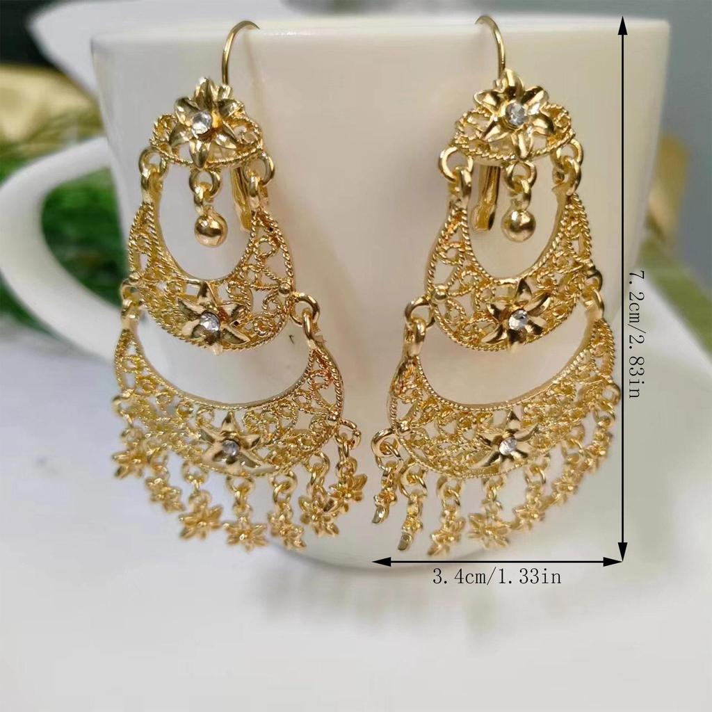 High-End Europäische & Amerikanische Stern- und Mond-Quastenohrringe - Brasilianische Cross-Border Muslimische Modeaccessoires