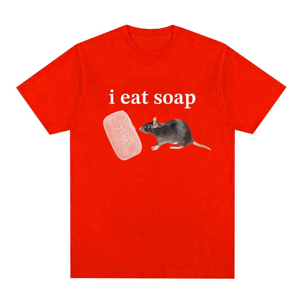 I Eat Soap Rat Funny Meme T Shirt Men's Fashion Vintage O-Neck Short Sleeve T-shirts Casual Cotton Oversized T Shirts Streetwear