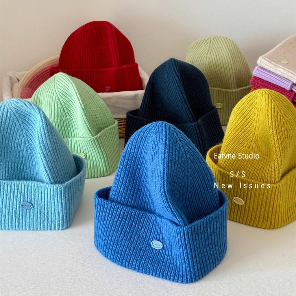High quality% Australian wool solid color hat scarf gloves three-piece winter warm knitted suit women