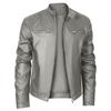High quality men's stand-up collar European size leather jacket zipper pocket decorative leather jacket locomotive men's leather jacket
