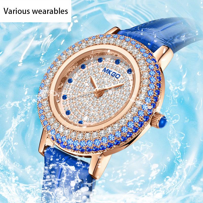 New Niche Light Luxury Full Diamond Jewelry Crystal Gem Scale Waterproof Belt Women's Watch