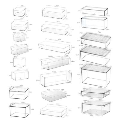 Transparent PET Storage Box With Lid Square Rectangular Desktop Organizer Cosmetics Snacks Office Kitchen