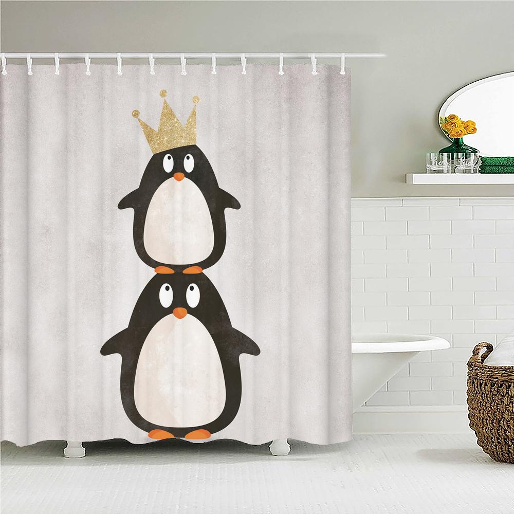 Cartoon Lovely Printed Fabric Shower Curtains Cute Rabbit Animal Bath Screen Waterproof Products Bathroom Decor With Hooks