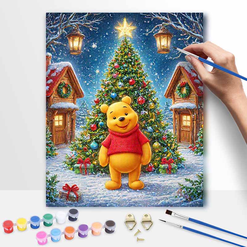Disney Winnie the Pooh Christmas Oil Painting Hand Painting Coloring Painting Handmade Diy Home Decoration Gift