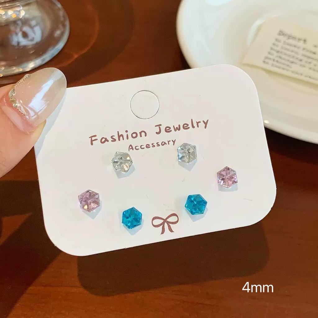 Flashing Millennium Eight-Sided Zircon Rose Ear Studs for Women - Personalized Multi-Faceted Exquisite Design