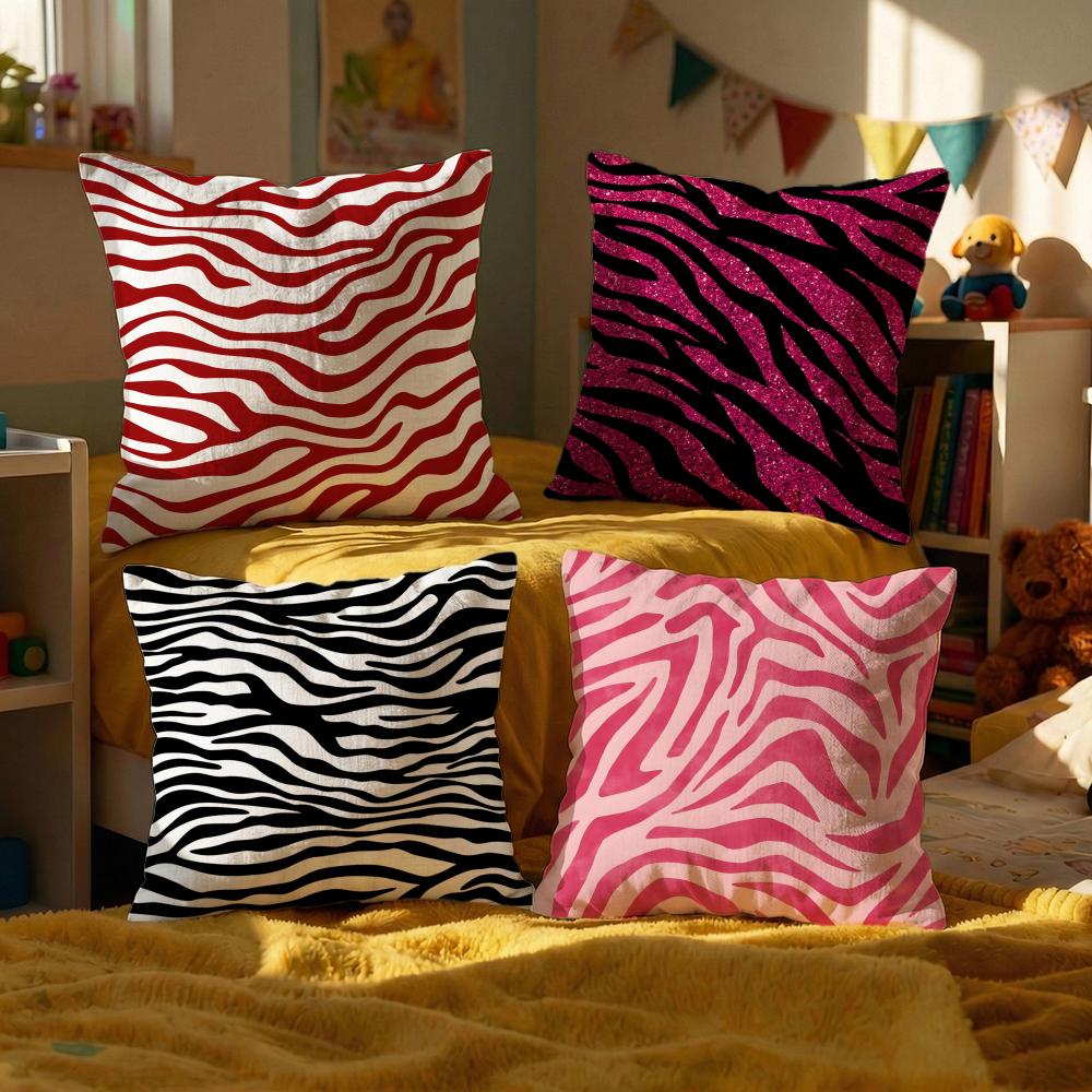 Zebra Texture Cushion Cover Set of Decorative Short Plush Pillow Covers for Sofa Soft Cushion Case x cm