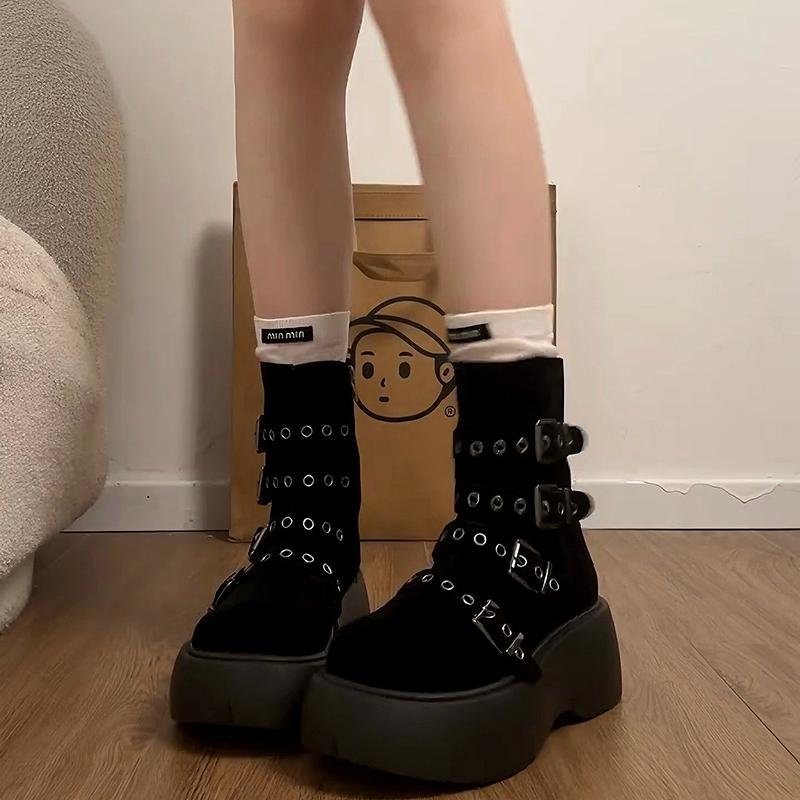 Autumn Winter Platform Thick Bottom Women Ankle Boots Fashion Female Height Increase Short Booties