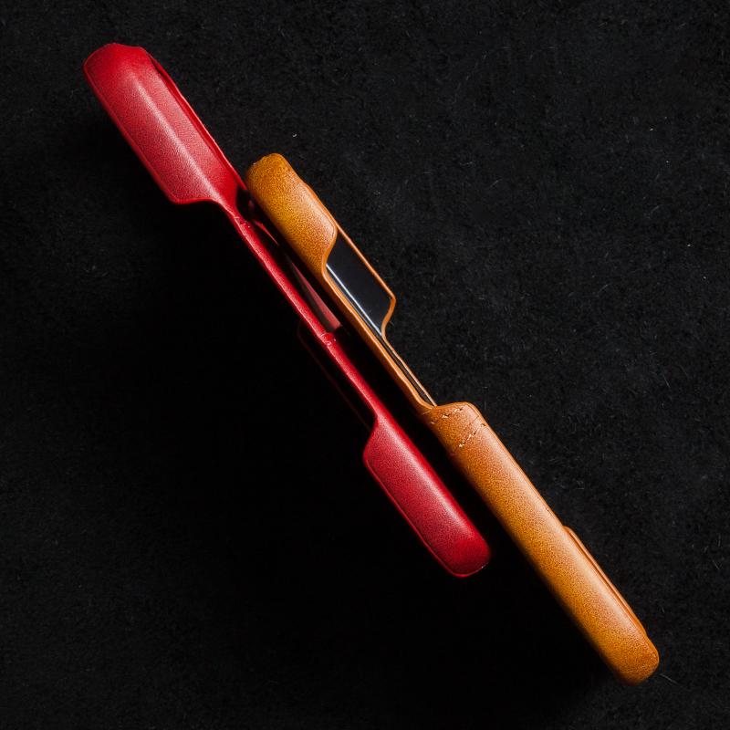 For iPhone 16 Pro Max Case Dual Card Slots Leather Coated PC Hard Phone Cover