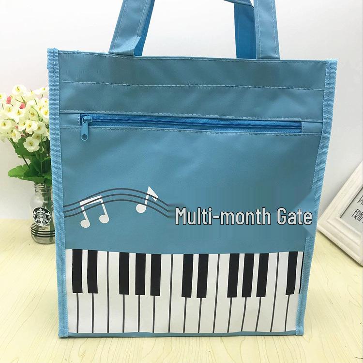 

Eco-Friendly Musical Notes Tote Bag for Students and Teachers - Two-Layer Shopping, Piano Book, and Stationery Storage Bag